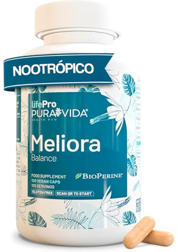 Life Pro Pura Vida Lion's Mane Meliora Nootropikum 120 vegane Kapseln – Natürliches Nahrungsergänzungsmittel für Konzentration, Gedächtnis und mentales Wohlbefinden mit Vitamin B6