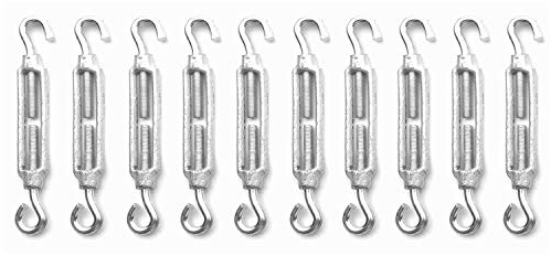 VEDA 10 Stück Spannschloss M5 – Verzinkt mit Haken und Öse für Drahtseilbefestigung, Zaunbau, Gartenprojekte und Balkonmontage – Robuste Verbindung für Seile und Drähte