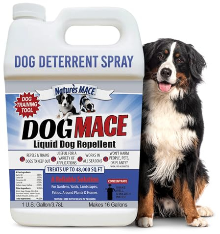 Nature’s MACE Dog Mace, Dog Repellent for Yard, Potty Training Tool Spray, Indoor & Outdoor, Pee Deterrent, Safe Around Kids, Pets, Garden & Plants, 1 Gallon Concentrate, Treats 48,000 Sq. Ft.