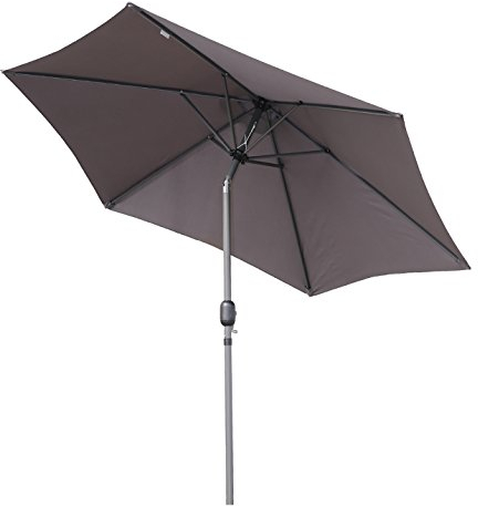 Angel Living 300cm Parasol de Acero con Inclinación, con Manivela, Sombrilla con Mástil de Acero de 38mm para Patio Terraza Playa (Gris)