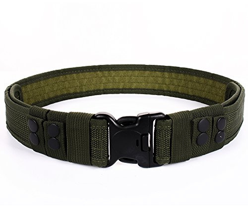 LUUFAN Courroie résistante réglable réglable de Vitesse de Ceinture Tactique Militaire avec la Boucle de libération Rapide pour l'activité extérieure (Armée Verte)