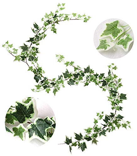 Veryhome Artificial Ivy Silk Fake Vine Wall Hanging Party Decoration Wedding Garland Greenery Leaves Garden Home Foliage Plants (White)