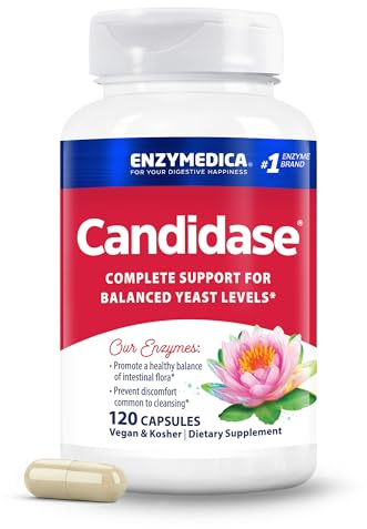 Enzymedica Candidasa, enzimas para un apoyo de limpieza suave para hombres y mujeres, mezclado para la salud intestinal y del microbioma con celulasa y proteasa, 120 unidades