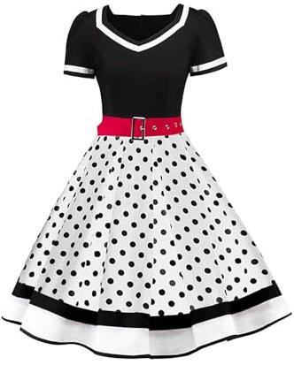 AXOE Women's Vintage 50s Dress Rockabilly Belted