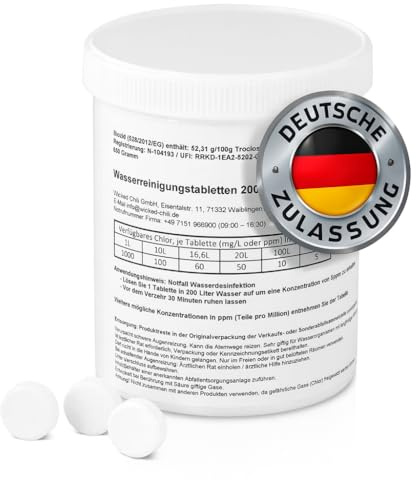 Wicked Chili Wassertank Reiniger für Wohnmobile (200 Tabletten) | Für Tanks von 20 bis 40.000 Liter - Frischwassertank Reiniger - hochwirksamer Tankreiniger zur Entkeimung und Notfall