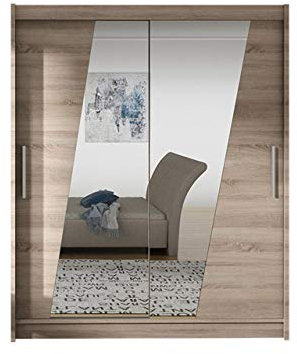 Mirjan24 Westa XIV Armoire de Rangement à portes flottantes, miroir avant, armoire de chambre à coucher, armoire coulissante en aluminium