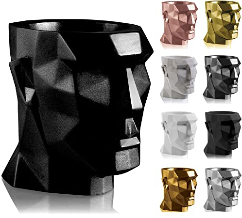 CONCRETTE Blumentopf aus Beton Apollo | Ø 12 cm | Black Metallic | Zement-Pflanzkübel | Handgefertigt in der EU