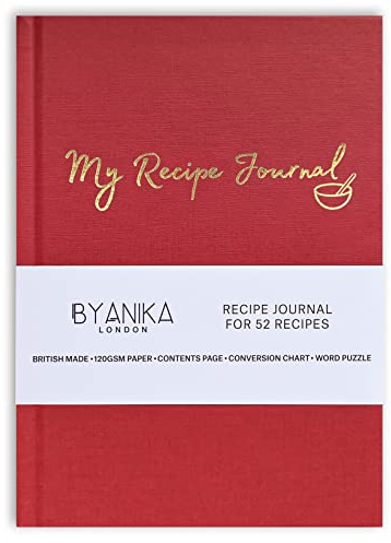 BYANIKA Rezeptbuch für eigene Rezepte | Erstellen Sie Ihr eigenes Kochbuch-Tagebuch | gebundenes Notizbuch | Blanko-Tagebuch zum Beschriften | Koch-Organizer für Familienkochbücher |