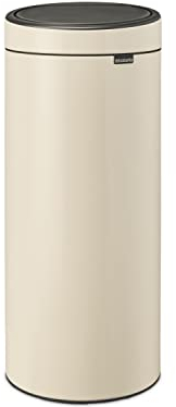 Brabantia - Touch Bin 30L - Pattumiera Grande per Cucina - Apertura Soft-Touch - Cestino per Rifiuti con Secchio Interno Rimovibile - Riciclo Facile - Sacchetti Inclusi - Soft Beige - 30 x 32 x 72 cm
