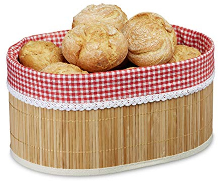 Relaxdays 2X Corbeilles à Pain, Panier en Bambou avec Tissu, Croissants, panière Fruit H x L x P : 16,5 x 33,5 x 23,5 cm, Nature