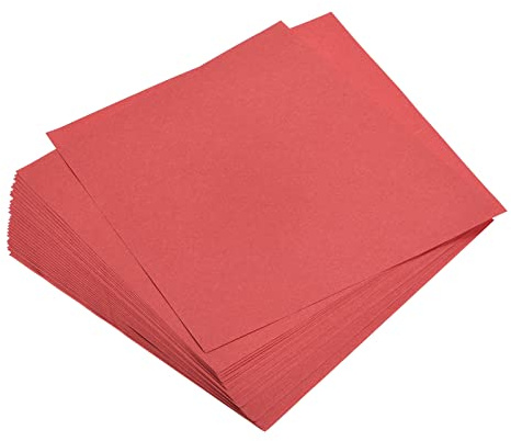 sourcing map Origami Papier doppelseitig Hellrot 5,9x5,9 Quadratisch für DIY 100 Blätter