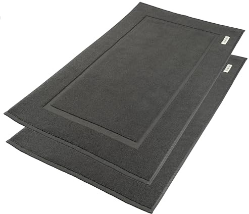 PandaHome Badvorleger Set aus Baumwolle 100% - 2 Stück Badematte | Duschvorleger Duschmatte, Schnelltrocknend Weich Saugstark 1000 g/m² (Anthrazit)