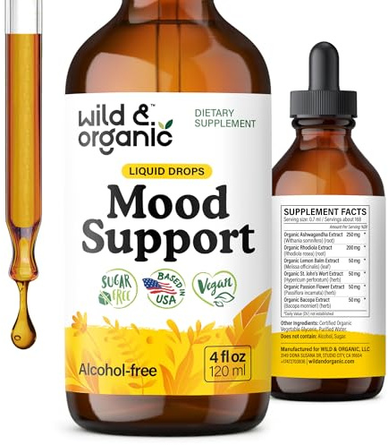 USDA Organic Mood Support Supplement - Ashwagandha & Rhodiola Rosea - 4oz