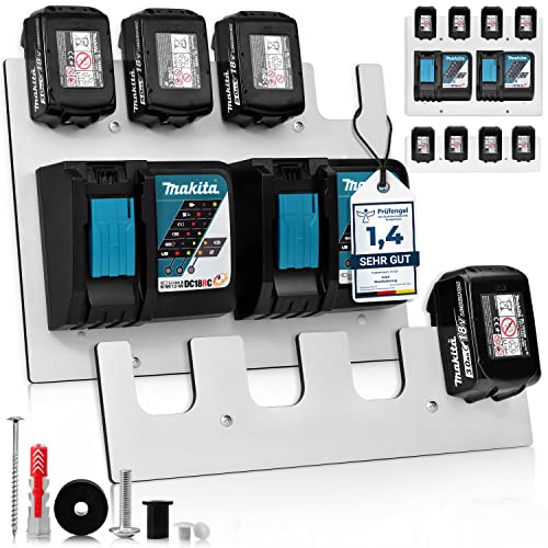 trand Wandhalterung für Makita Akkus (18V & 14,4V) & Ladegeräte – Robuster Akkuhalter für Werkstatt & Garage | Premium Qualität Made in Germany