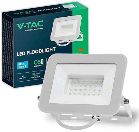 V-TAC Projecteur LED Extérieur 30W [CHIP SAMSUNG] Blanc – IP65 – 2505 Lumen – Lampe Étanche pour Maison, Jardin, Garage, Fabrique - Spot LED Extérieur - Lumière Blanc Froid 6500k