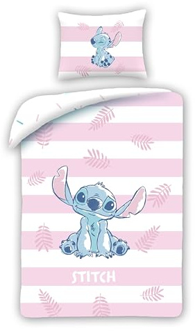 Halantex LILO and Stitch Bettwäscheset bestehend aus einem Bettbezug 140 x 200 cm und einem Kissenbezug 70 x 90 cm, 100% Baumwolle, Mehrfarbig