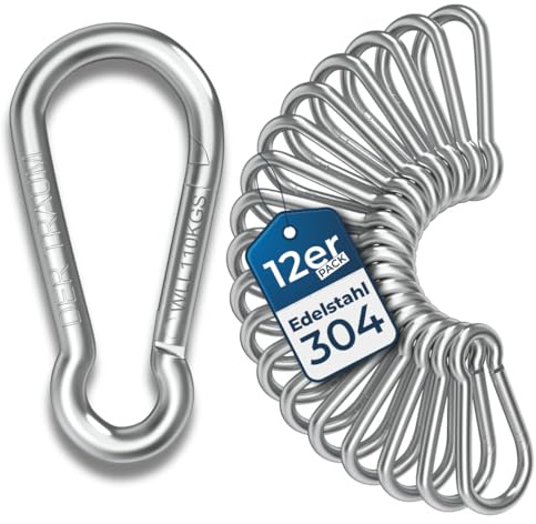 Der Traum Pack of 12 Stainless Steel Carabiner Hooks