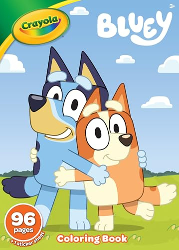 CRAYOLA Libro da colorare – Bluey | 96 pagine di Bluey Colouring Fun | Foglio di adesivi incluso | Ideale per bambini dai 3 anni in su