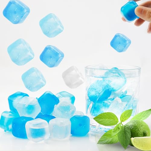 Cubetti di ghiaccio riutilizzabili, cubetti di ghiaccio riutilizzabili, 20 pezzi di cubetti di ghiaccio in plastica, stampi per cubetti di ghiaccio, pietre per whisky, decorazione per limoni, vino,