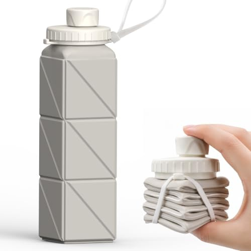 Faltbare Trinkflasche 610ml, Leichte Silikon Wasserflasche, Zusammenklappbar, Auslaufsicher, Für Fitness, Radfahren, Outdoor, Camping, Wandern, BPA-frei, Tragbar, Wiederverwendbar (Sternenlicht)