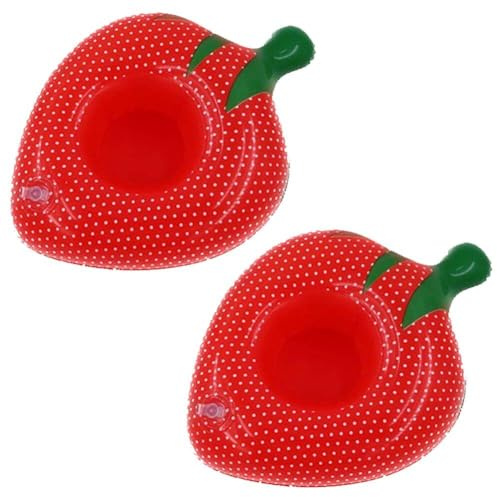 Wudaizhi 2pcs Aufblasbare Tassenhalter Aufblasbare Getränke Halter Pool Float Cup Halter Erdbeeren Form Schwimmendem Sommer Beach Getränke Salat Fruchtbar