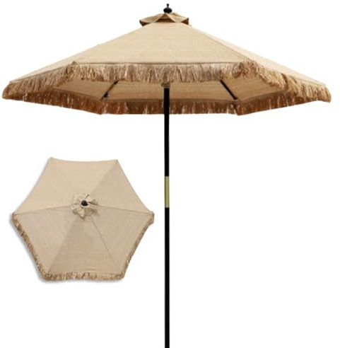 Generic Parasol de Style Hawaïen de 210 Cm avec Frange, Parasol de Terrasse avec Protection UV for Jardin, Plage et L'arrière-Cour