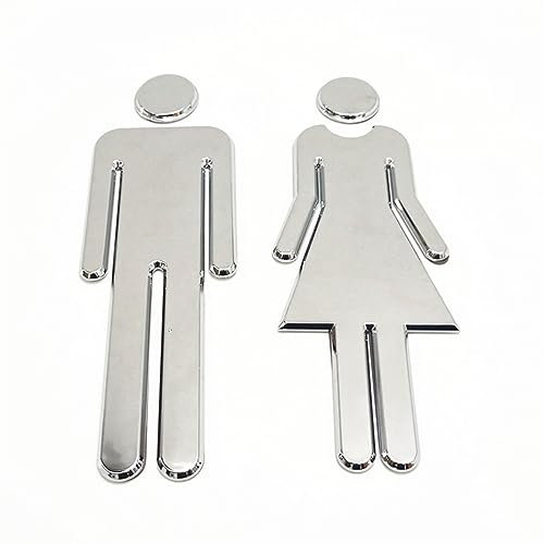Panneau en plastique pour homme et femme - Plaque de porte de toilette en acrylique pour homme et femme - Autocollant pour salle de bain, toilettes, toilettes - Décoration murale autocollante - Rouge