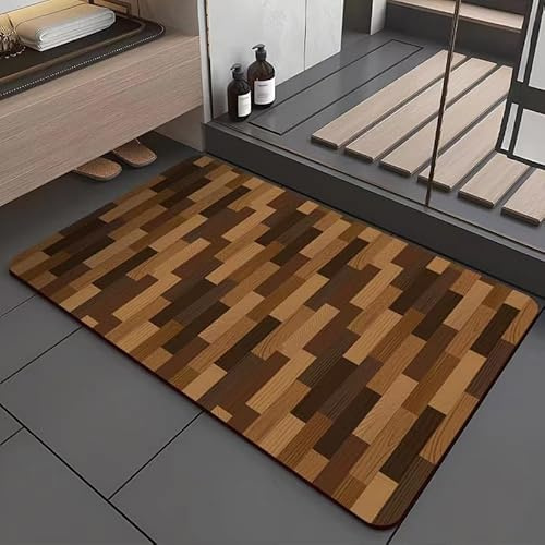 Tapis de bain en diatomite Tapis de douche en grain de noyer super absorbant Tapis de salle de bain en texture de planche de bois Tapis de sol antidérapants à séchage rapide à dos de caoutchouc
