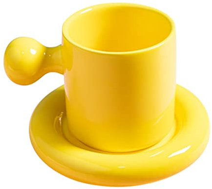 Amosfun Set of 1 500ml Saucer Cup Beverage Cup Ceramic Smooth Rim for Milk Tea