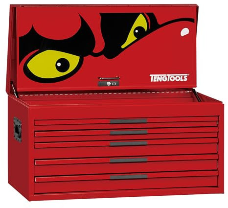 Teng Tools 37 Inch Wide 5 Drawer PRO35 Heavy Duty Red Top Box - TST37R5F
