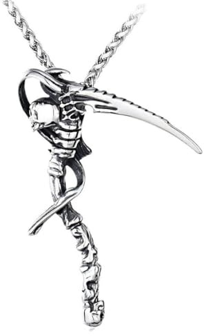 Gu Feng Edelstahl Halskette Totenkopf Sichel Anhänger Punk Hip Hop Titan Stahl Pullover Kette