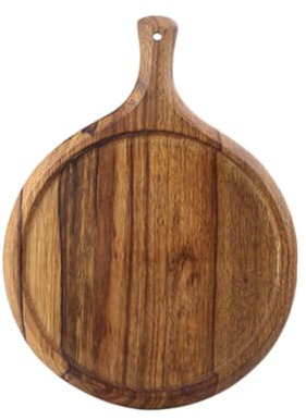 ABOOFAN Bandeja De Madera Para Pizza y Postres Mango Largo Ahorra Espacio En La Cocina