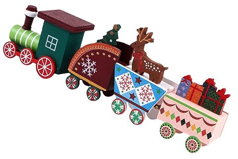 HOLIDYOYO Holz Zug Auto Dekoration Weihnachten Bastelarbeit DIY Kleine Zugauto Weihnachtspuppe Party Schmuck Heim Deko Kuchen Ornament
