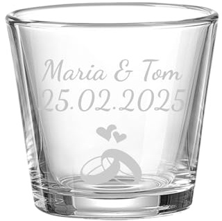 LUXENTU Windlichter Nori personalisiert zur Hochzeit 6er Set – Teelichthalter mit Gravur Motiv Name & Datum – Gastgeschenk Tischdeko – Individuelle Hochzeitsdeko Gläser