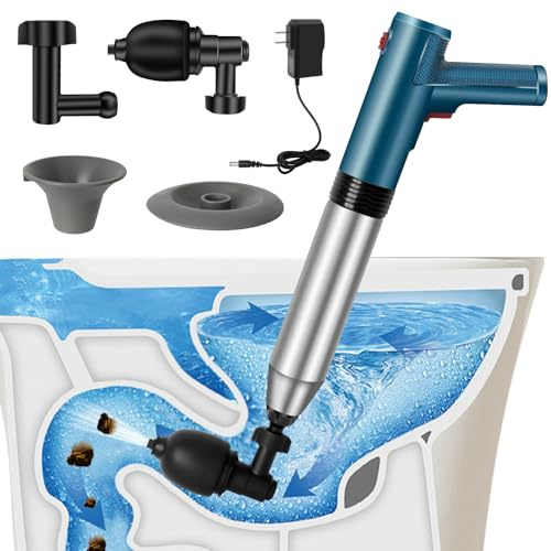 Sweetone Electric Toilet Plunger,High Pressure Air Plunger, Heavy Duty Toilet Clog Remover with Pressure Gauge,Toilet Plungers for Bathroom,Kitchen,Floor Drain,Sewer