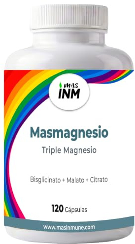 Masmagnesio Triple Magnesio 120 Cápsulas | Bisglicinato, Malato y Citrato | Alta Absorción | Magnesio para Músculos, Huesos y Sistema Nervioso | Energía y Bienestar Diario | Masinmune