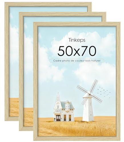 Tinkeps Marco 50x70 cm de Roble Juego de 3 Unidades Fabricados en madera de ingeniería, estos marco de 50x70 cm son perfectos para fotos, imágenes y pósteres