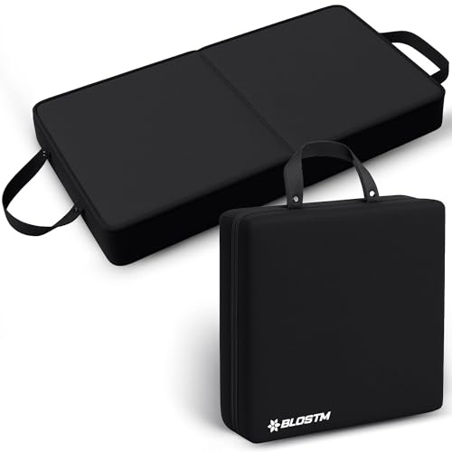 BLOSTM Cuscino per inginocchiarsi da giardino extra spesso, grande, pieghevole, con manici, in memory foam, impermeabile, per giardinaggio, lavori domestici (nero)