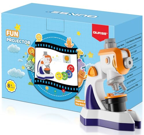 Microscope for Kids Science Kit Toys: 100X-1200X Multifunctional Projector Beginner Microscope STEM Set Blank and Prepared Slides Projection Film Gifts