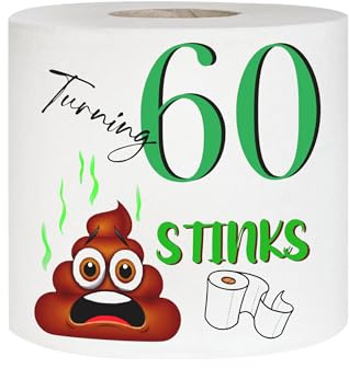 Novelty Toilet Roll Loo Roll for 60th Happy Birthday Milestones Funny Bathroom Decor Silly Birthday Gift in Organza Bag Toilet Tissue One Sheet Printed - Who Gives a Crap Gag (Turning 60 ...)
