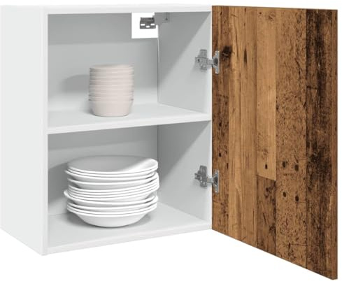Homvdxl Küchenschrank mit Tür, Wandmontierter Medizinschrank mit Ablage, Badezimmeraufbewahrungsschrank für Wohnzimmer, Flur und Wäsche, 50 x 31 x 60 cm, Alter Stil