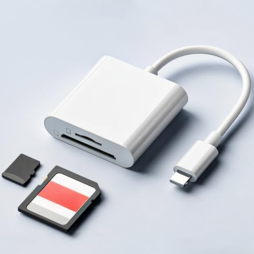 iPhone iPad SD Card Reader 2-in-1 Memory Card Adapter MicroSD to Lightning Converter with SD & TF Slots Camera Card Viewer Plug and Play