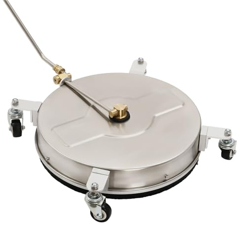 awolsrgiop Pulitore superficiale ad alta pressione, 86 cm, pulitore superficiale in acciaio inox con 4 ruote e connettore rapido da 1/4, accessorio per idropulitrice con 2 barre di prolunga, 2 ugelli