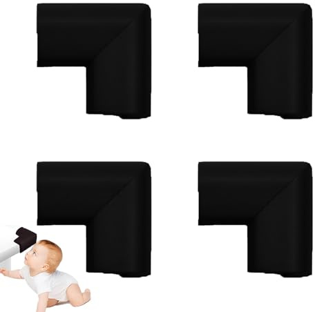 4 PCS Baby Proofing Edge Protector, Baby Safety Corner Protectors, Corner Protectors for Kids, for Child Safety, Furniture, Desks, Tables – Safe & Durable(Black)