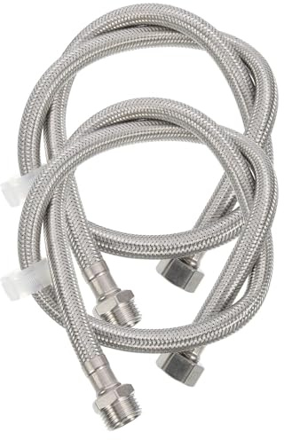 Outanaya 2 pezzi Tubo Flessibile Lavatrice con Raccordo Intrecciato Acciaio Inox Tubo Carico Acqua Antileak per Lavatrice e Lavastoviglie