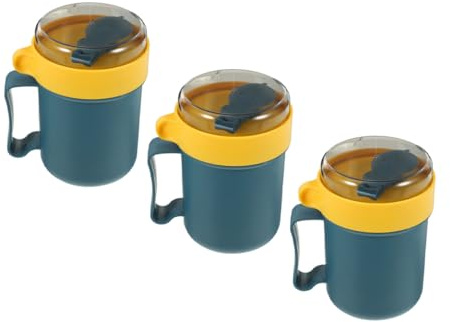 TOBBOMEY 3 pièces Bol Isotherme à Soupe avec Couvercle Récipient Portable Déjeuner et Repas Chaud Micro-ondable Design Japonais Élégant pour Flocons Avoine et Lunch Olive Vert