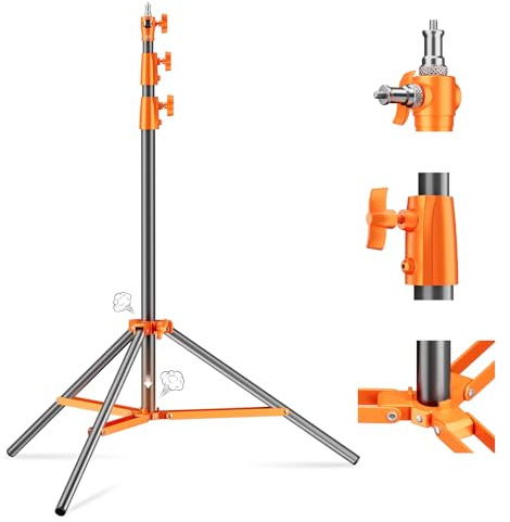 Soonpho Light Stand Pies Soporte Ligero de 280cm 9,1 Totalmente Metálico Amortiguador y Trípode Capacidad de Carga de 10kg para Fotografía en Exteriores y Retransmisiones en Directo (Amarillo&Negro)