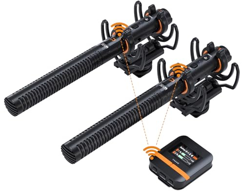 RASTKY Microphone sans Fil Double Canal VM40 avec Enregistrement 48 KHz/32 Bits, 32 Go intégré, pour Appareil Photo, Smartphone, Vidéo PC, Micro Super Cardioïde avec Mémoire Intégrée de (VM40 Combo)