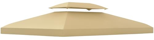 Outsunny Ersatzdach für Pavillon 3 x 4 m wasserabweisend Pavillondach mit Doppeldach Ersatzbezug für Gartenpavillon Ersatzteile aus Polyester-Stoff Beige