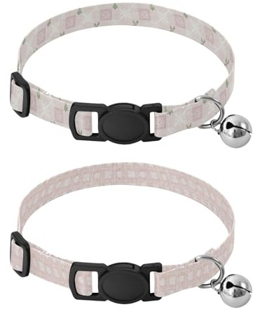 Collares para perros pequeños, hebilla de liberación rápida, collar de perro hembra y macho, 2 paquetes de punto de cruz de Navidad, punto de cruz con copos de nieve, árboles y acebo en rubor, cruz de